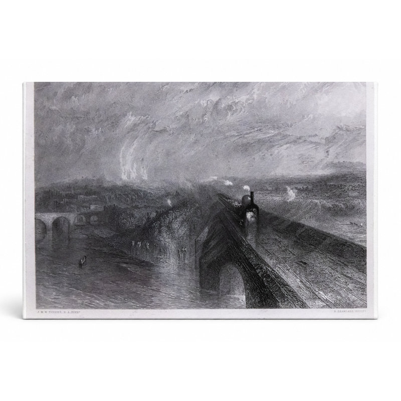 Pluie, vapeur et vitesse - Le grand chemin de fer de l'Ouest (1844) - Art mural sur toile paysage, 12" H x 18" W