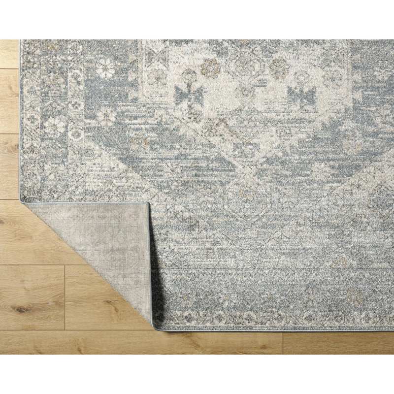 Rectangle Clapham Oriental Machine Woven Polypropylene Area Rug in Light Beige/Gray, Rectangle 5'3" x 7'