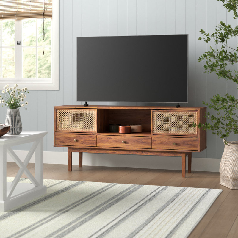 Esther TV Stand for TVs up to 65", Walnut/Gold