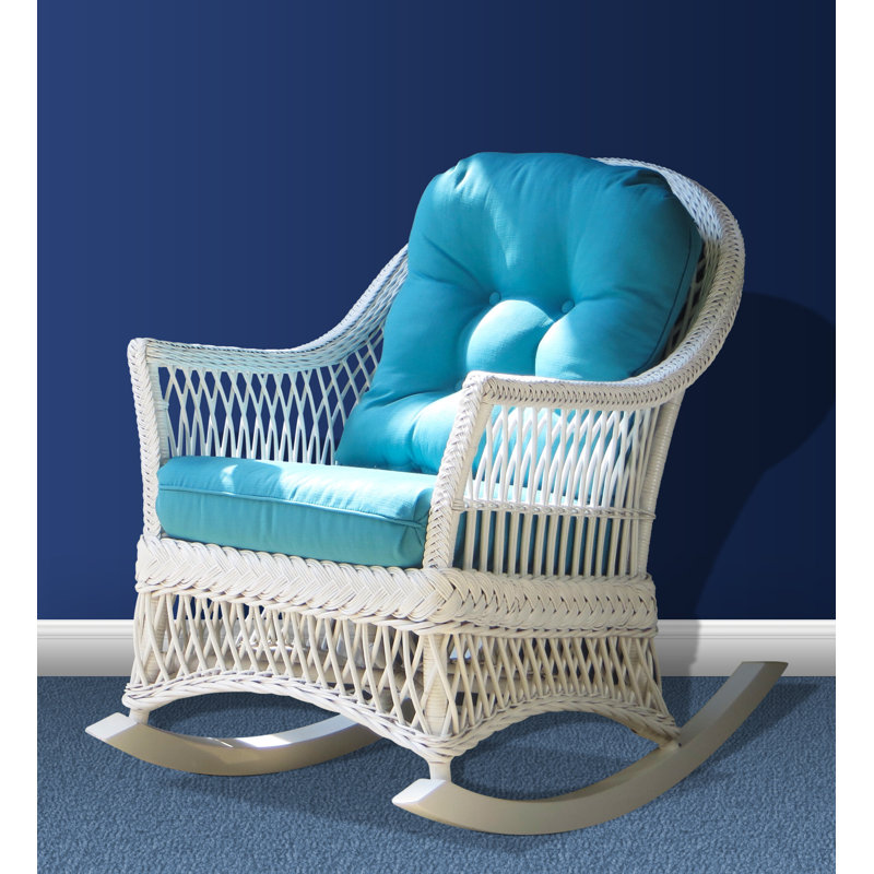 Baney Wicker Rocking Chair, Aqua