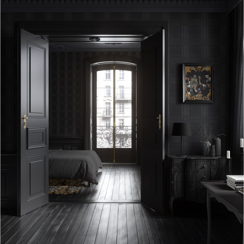 Warped Plaid Wallpaper, Black/Gray/Red