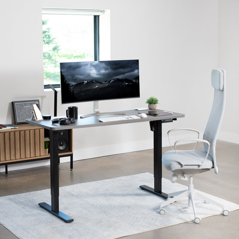 Dark Gray and Black Adjustable Height Electric Standing Desk
