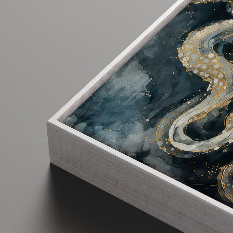 Art mural encadré sur toile - Pieuvre rétro aux couleurs de l'océan profond - 16 po x 24 po, 24 po x 36 po, 24" H x 16" W