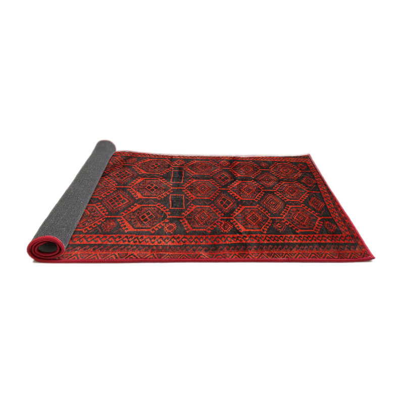 Tapis rouge / noir Southwestern, Rond 3 pi