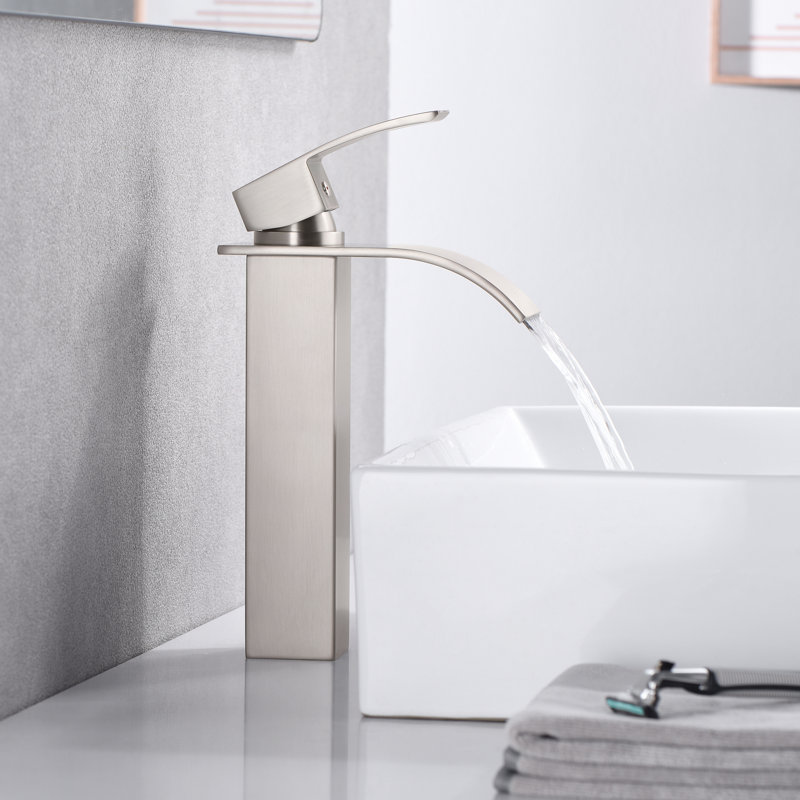 S1218W-XX Deck Mount Single Hole Bathroom Sink Faucet,Modern Single Handle Waterfall Bathroom Faucet by Sumerain