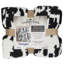 Jeté extensible en cuir de vache noir et blanc Wrangler 50 x 60-111077512