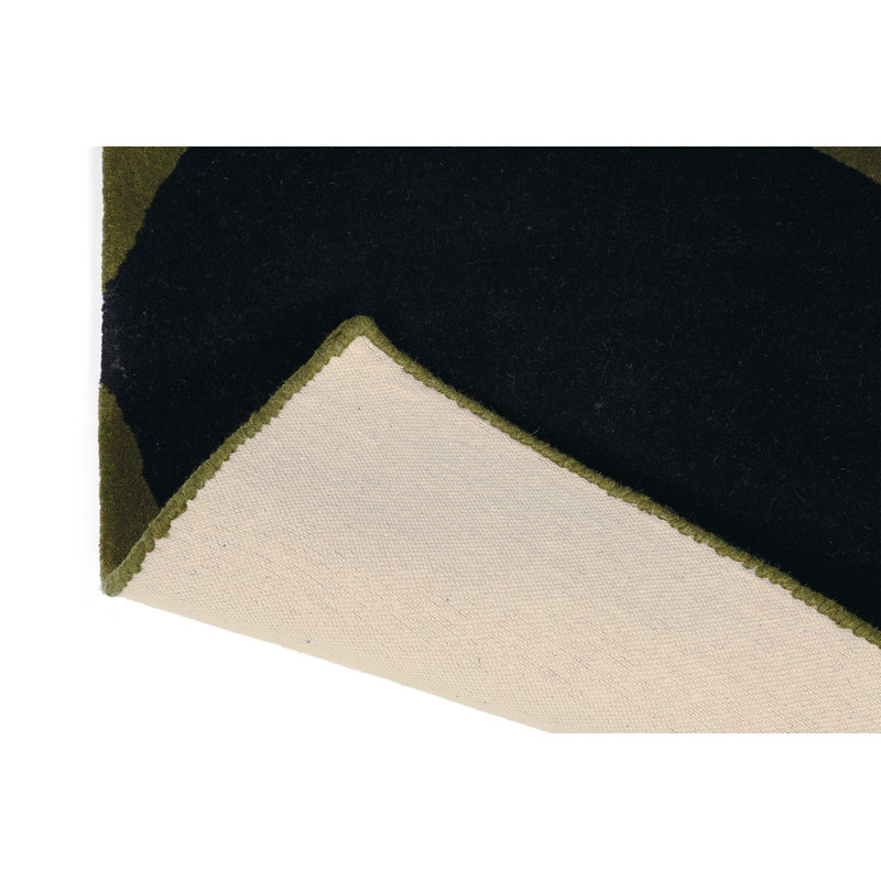 Hand Tufted Wool Floral Area Rug in Black/Green/Orange, Rectangle 8'2" x 11'6"
