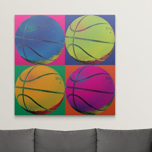 « -basket », impression Ball Four, H 8 po x l 8 po x P 1,5 po, Toile