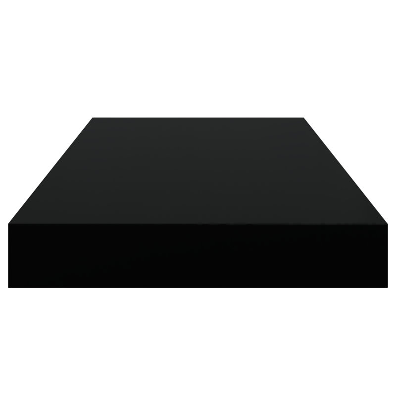 Wall Shelf Floating Shelf Wall Mounted Display Shelf for Photo Frame, 1.5" H x 19.7" W x 9.1" D, High Gloss Black