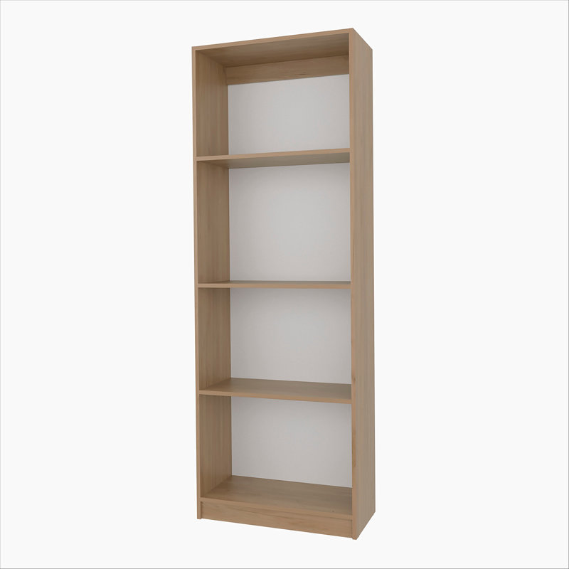 Natural Oak and White 4-Shelf Flat Bookcase with Open Storage, (4 Shelves) 71"H x 24.7"W x 11.7"D