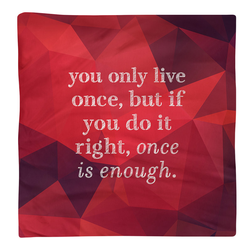 Faux Gemstone You Only Live Once Quote Napkin, Ruby, Polyester, 10" L x 10" W
