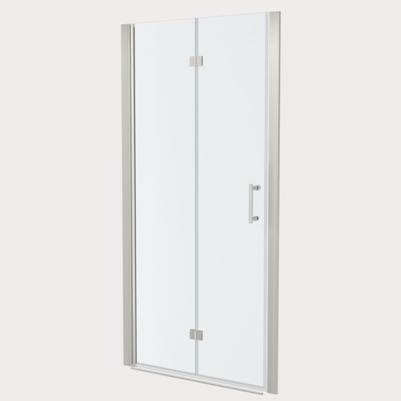 36"W X 72"H Fold Frameless Shower Door With Tempered Glass, Brushed Nickel