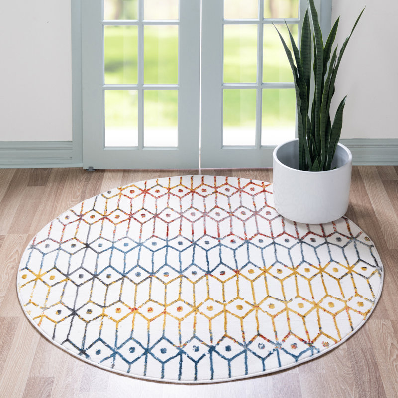 Okemah Geometric Indoor Rug, Round 5'1"