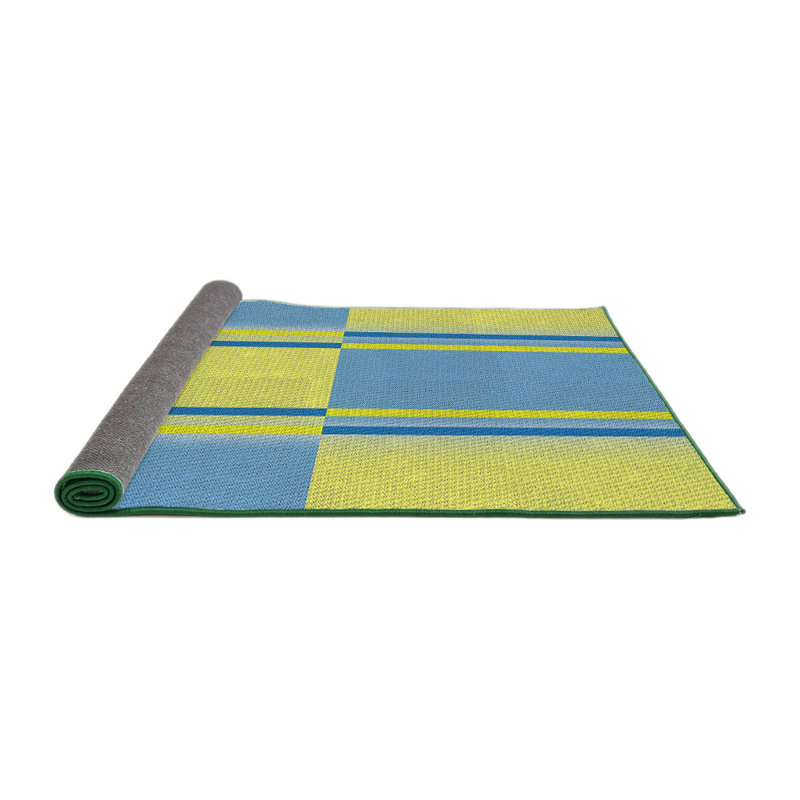 Tapis bleu ciel/bleu marine à motifs, Rond 6 pi