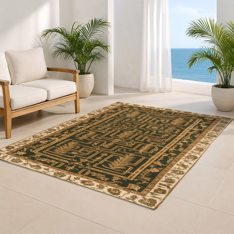French Brown Indoor and Outdoor Area Rug, Rectangle 8' x 10'
