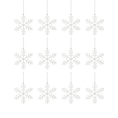 Ensemble de 12 décorations de Noël en forme de flocons de neige suspendus