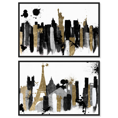 Décoration murale abstraite sur toile glamour New York Nights par Art Remedy