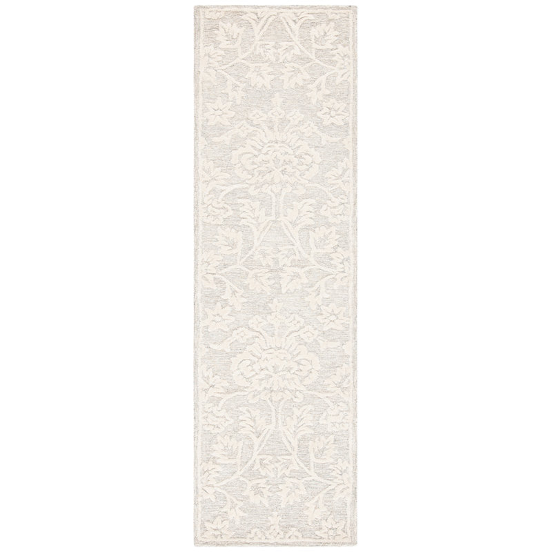 Shoshone Floral Handmade Tufted Wool Beige / Ivory Area Rug, Runner 2'3" x 8'