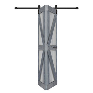 K Style Finished Solid Wood Bi-Fold Barn Door With Hardware Kit -Assembly Needed