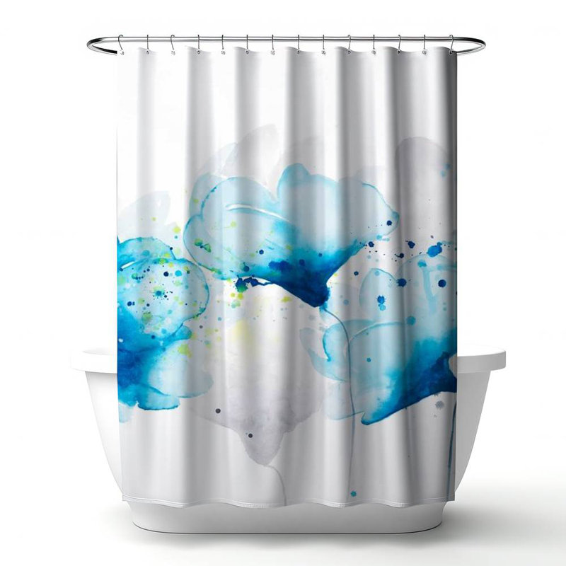 Floral – Polyester Shower Curtain, Dye Sublimation Print, 71" W × 74" L