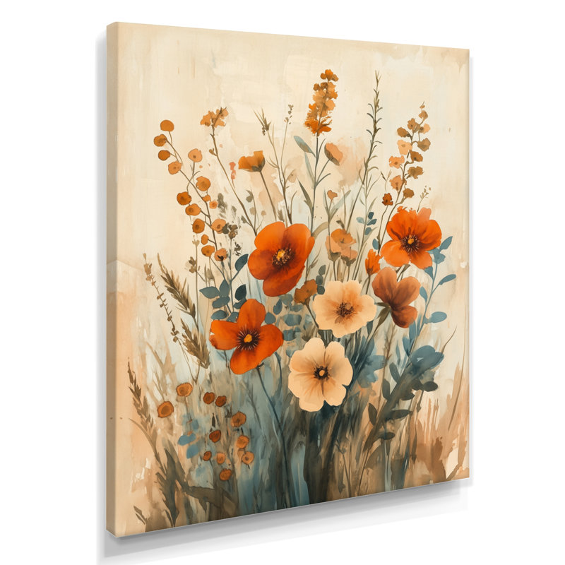 Bouquet de coquelicots rustique - Décoration murale sur toile encadrée de coquelicots, H 20 po x l 12 po, Toile tendue
