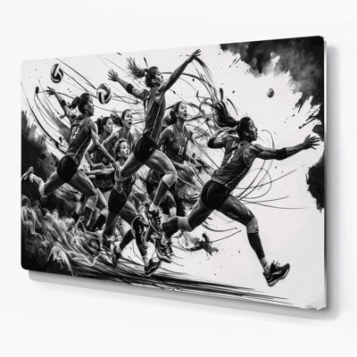 Sports Volleyball Gray Metal Wall Art