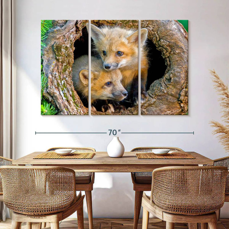 Brampt Fox Pops In Hollow Log, 42" H x 65" W