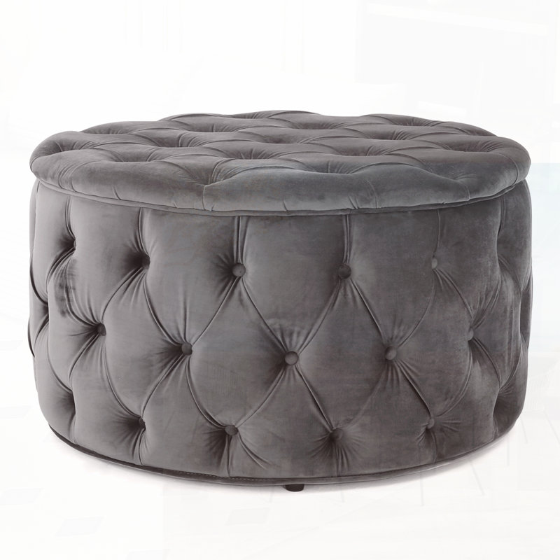 Stylish Multi-Use Tufted Ottoman for Home, Gray