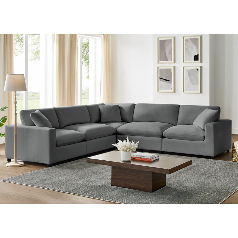 Canapé modulaire 5 pièces Vinessa, Charcoal Performance Polyester