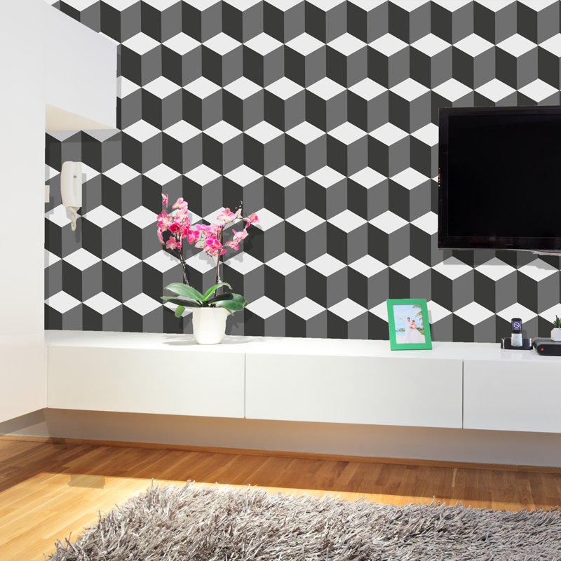 Décalcomanie murale porte 3d cubes