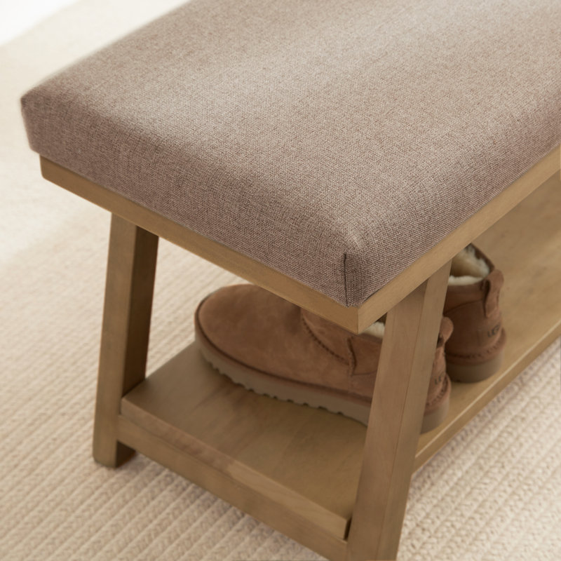 Banc de rangement rembourré en polyester l 45,3 po Hahnville, Brun