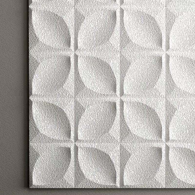 Art mural géométrique blanc texturé 3D en grès, feuille abstraite sans cadre, art mural prêt-à-accrocher en plusieurs tailles