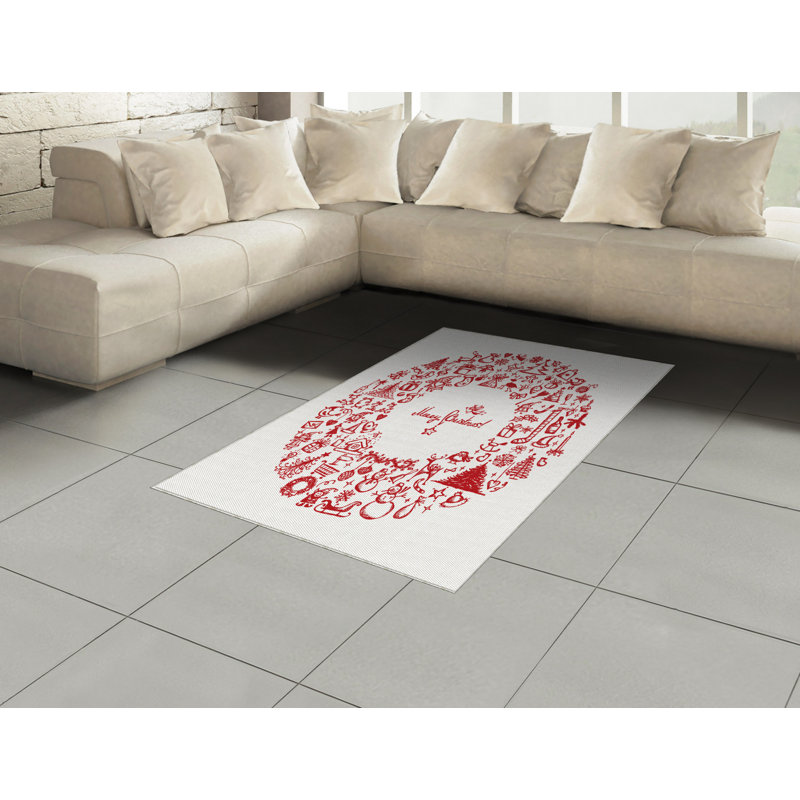 Tapis décoratif de Noël à haute densité en fibres de polyester à longs fils, Rectangle— 4 pi x 5 pi 8 po