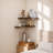 Set of 2 Solid Acacia Wood Corner Floating Shelf 17” X 12" For Wall Storage (Walnut)-1904445243