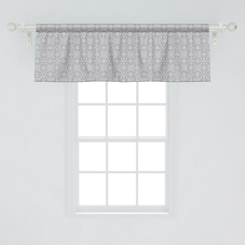 Ensemble de 2 cantonnières rondes concentriques Dimgray et blanc Ambesonne, L 54 po x L 18 po