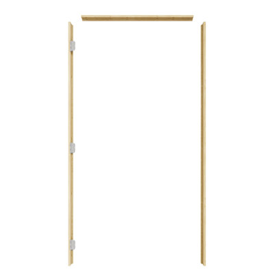 Ensembles de cadre de cadre de porte simple en bois de pin pour portes gauches de 80 po de hauteur, cadre réglable de différentes tailles (jusqu'à 36 po de largeur), assemblage requis, complet avec 3 charnières argentées et bandes d'étanchéité de porte, pin non fini