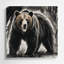 Faune, ours gris, art mural en métal-902335963