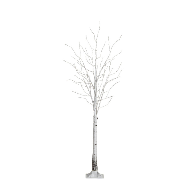 7 pi Bouleau blanc artificiel pré-éclairé avec 400 lumières DEL blanc chaud