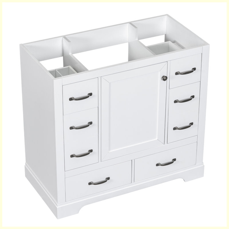 Meuble-lavabo moderne avec tiroir multifonctionnel, Blanc / Blanc