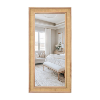 Rectangle Rattan Mirror Wood Frame Mirror Full Length Mirror Hanging