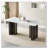 69.30 Inch Rectangular Dining Table,Tempered Glass With Marble Texture Tabletop, Matte Brushed Table Legs