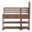 Chariot de cuisine en bois massif pour îlot de cuisine 62,3 po avec plateau en acier inoxydable, banc de jardin avec tablette surélevée et tiroirs, table de préparation pour barbecue, fête-1751326123