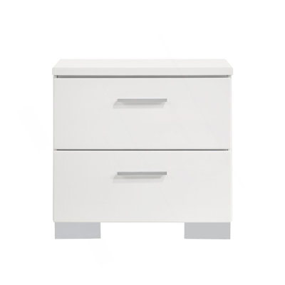 2-Drawer Nightstand In White High Gloss Finish