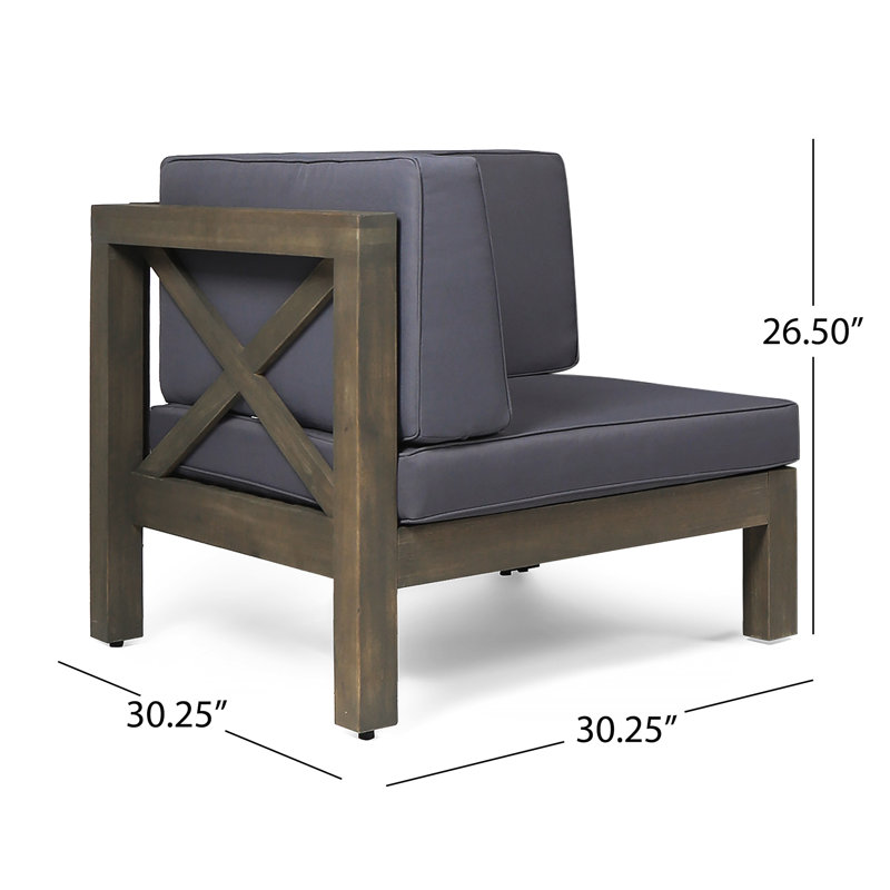 Causeuse d'extérieur 2 places avec table basse, ensemble de canapé de patio en bois avec coussins, Gris, Gris