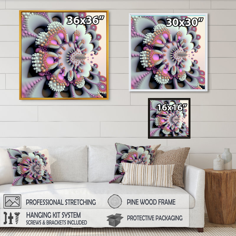 Pastel fractale simplicité IV - impression, H 30 po x l 30 po x P 1 po, Toile avec cadre flottant or