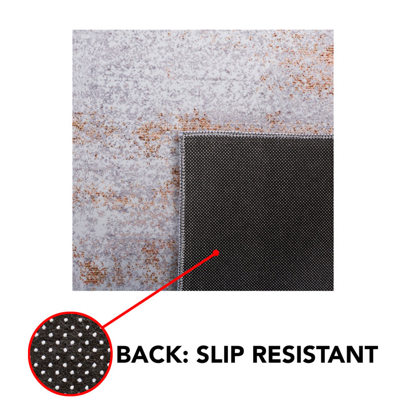Abstract Area Rug in Grey / Rust, Rectangle 9' x 12'