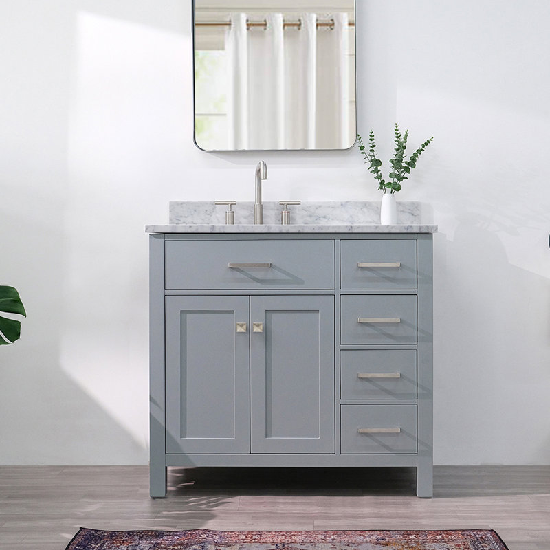 Ensemble de meuble-lavabo simple 37 po Aberdeenshire, Left, Rectangular, gris