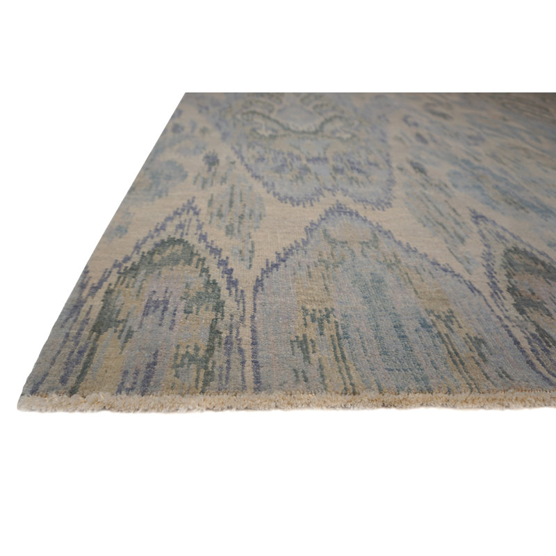 Jazz Handmade Wool Ikat and Damask Area Rug, Rectangle 8' x 10'