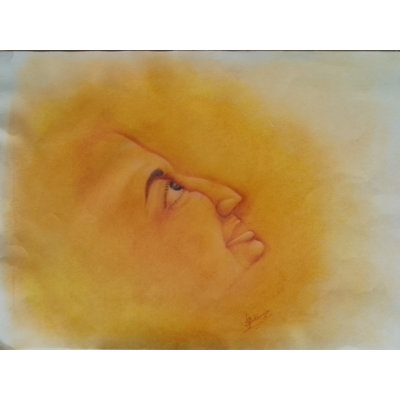 Painting Of Just Happy With Frame | Pastel On Paper | By Sukanya Sarkar