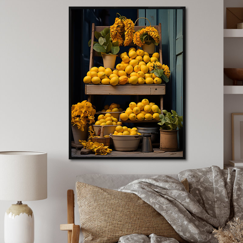" Cuba Citrus Harmony ", 20" H x 12" W x 1" D, Black Floater Framed